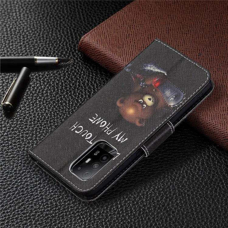 Magnetic Closure Wallet Pattern Printing Leather Stand Case for Oppo A94 5G/F19 Pro+ 5G/Reno5 Z 5G - Bear