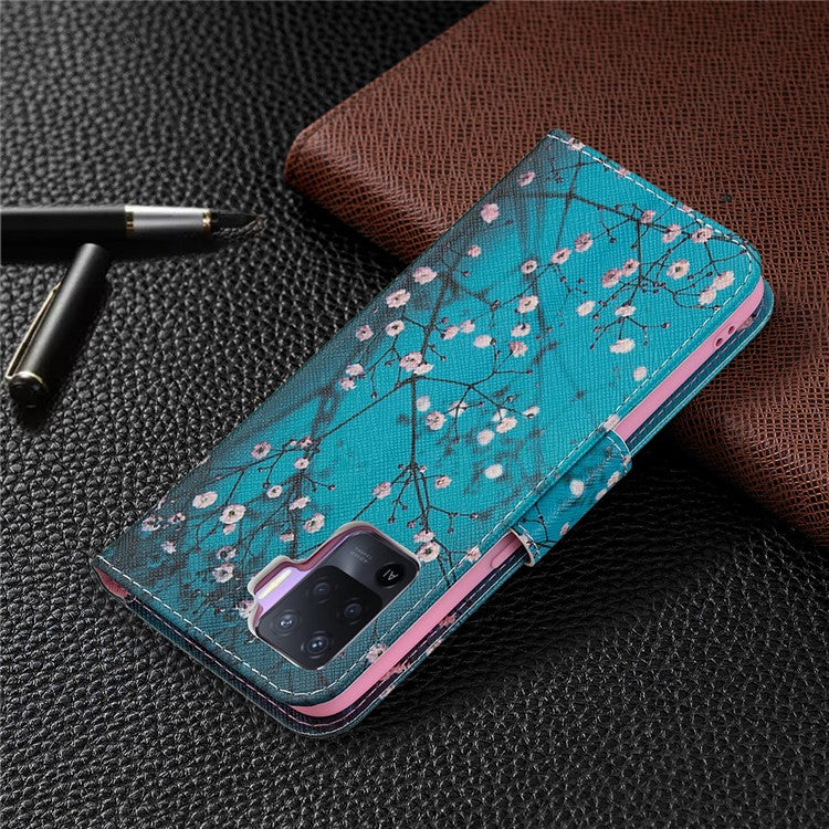 Pattern Printing Leather + Soft TPU Inner Case with Wallet Stand for Oppo A94/Reno5 F/F19 Pro - Wintersweet