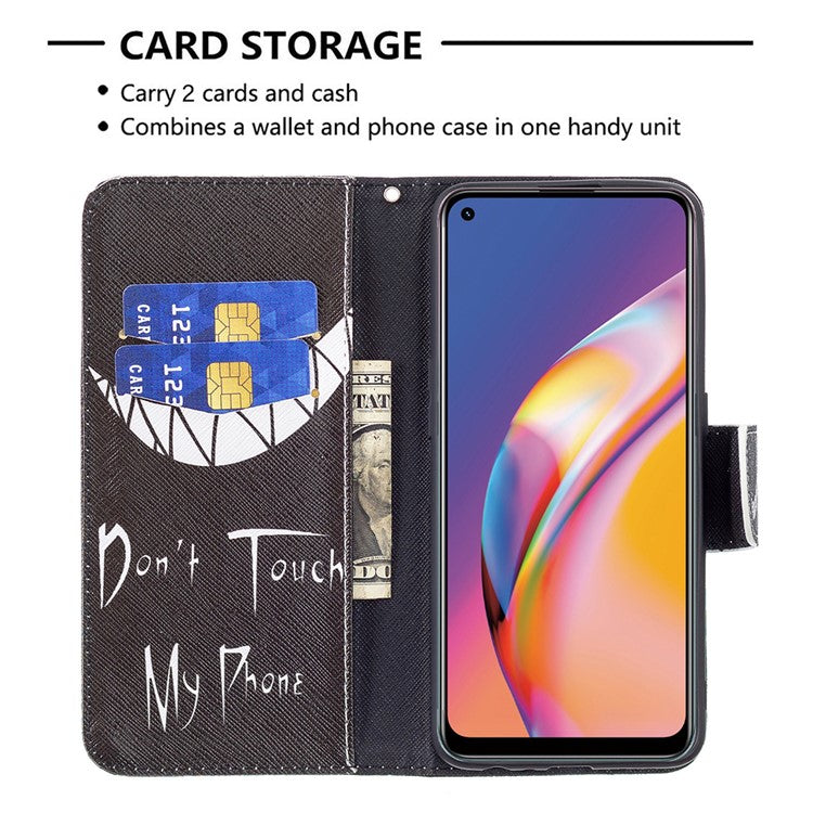 Pattern Printing Leather + Soft TPU Inner Case with Wallet Stand for Oppo A94/Reno5 F/F19 Pro - Snicker