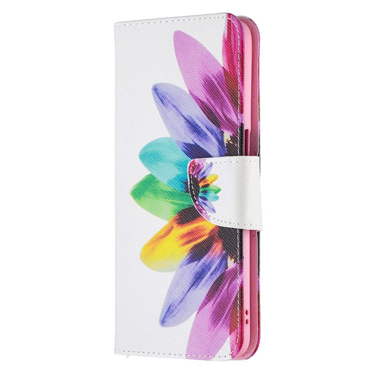 Pattern Printing Good Hand -Hold Feeling Leather Wallet Stand Case for Oppo A74 5G/A93 5G/A54 5G - Sunflower