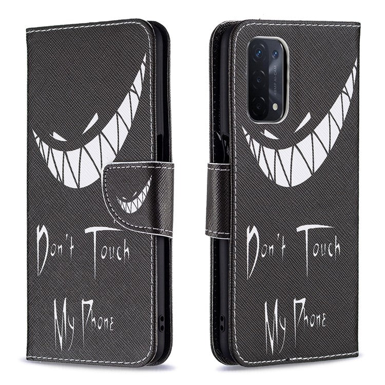 Pattern Printing Good Hand -Hold Feeling Leather Wallet Stand Case for Oppo A74 5G/A93 5G/A54 5G - Snicker