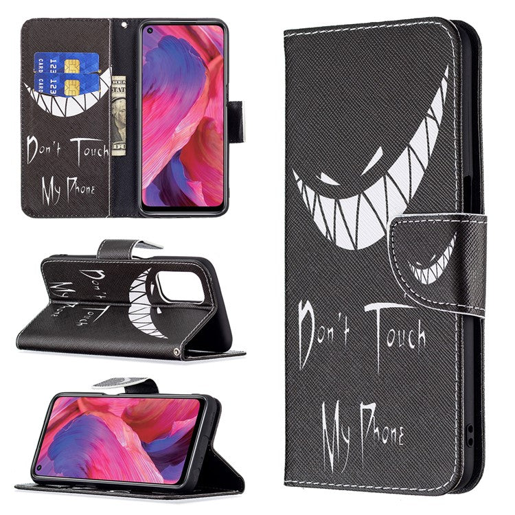 Pattern Printing Good Hand -Hold Feeling Leather Wallet Stand Case for Oppo A74 5G/A93 5G/A54 5G - Snicker