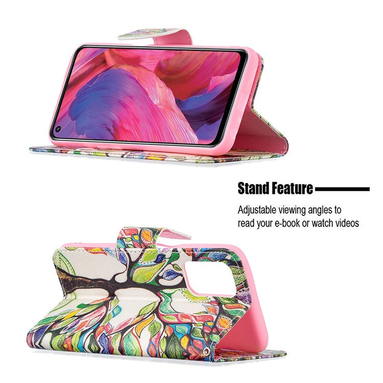 Pattern Printing Good Hand -Hold Feeling Leather Wallet Stand Case for Oppo A74 5G/A93 5G/A54 5G - Life Tree