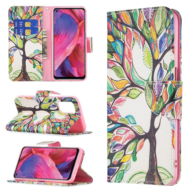 Pattern Printing Good Hand -Hold Feeling Leather Wallet Stand Case for Oppo A74 5G/A93 5G/A54 5G - Life Tree