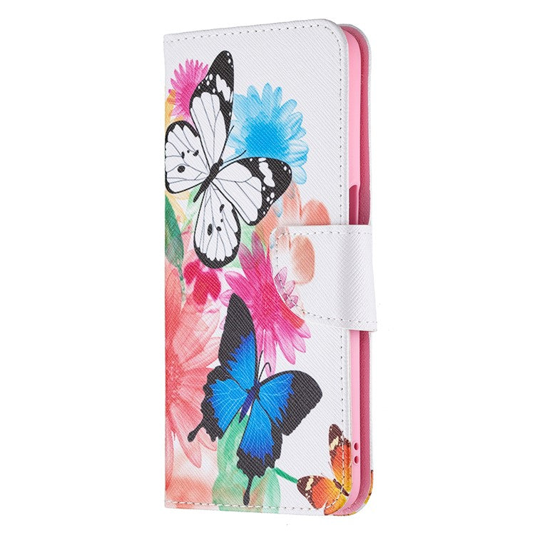 Pattern Printing Good Hand -Hold Feeling Leather Wallet Stand Case for Oppo A74 5G/A93 5G/A54 5G - Vivid Butterflies