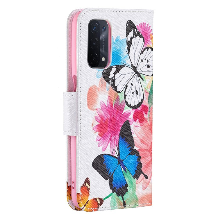 Pattern Printing Good Hand -Hold Feeling Leather Wallet Stand Case for Oppo A74 5G/A93 5G/A54 5G - Vivid Butterflies