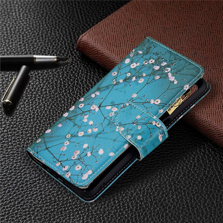 Shock-Absorbed Zippered Wallet Design BF03 Pattern Printing Full Protection Leather Stand Phone Cover for Oppo A74 5G/A93 5G/A54 5G - Wintersweet