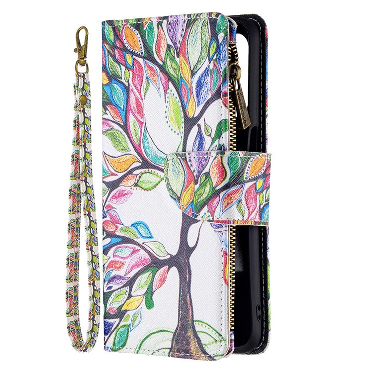 Shock-Absorbed Zippered Wallet Design BF03 Pattern Printing Full Protection Leather Stand Phone Cover for Oppo A74 5G/A93 5G/A54 5G - Life Tree