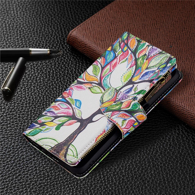 Shock-Absorbed Zippered Wallet Design BF03 Pattern Printing Full Protection Leather Stand Phone Cover for Oppo A74 5G/A93 5G/A54 5G - Life Tree