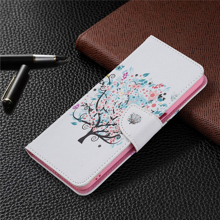 Wallet Design Drop-Resistant Pattern Printing Magnetic Leather Case with Adjustable Stand for Oppo A54 4G / A54s / A16 / A16s / A55 5G - Flower Tree