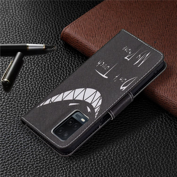 Wallet Design Drop-Resistant Pattern Printing Magnetic Leather Case with Adjustable Stand for Oppo A54 4G / A54s / A16 / A16s / A55 5G - Snicker