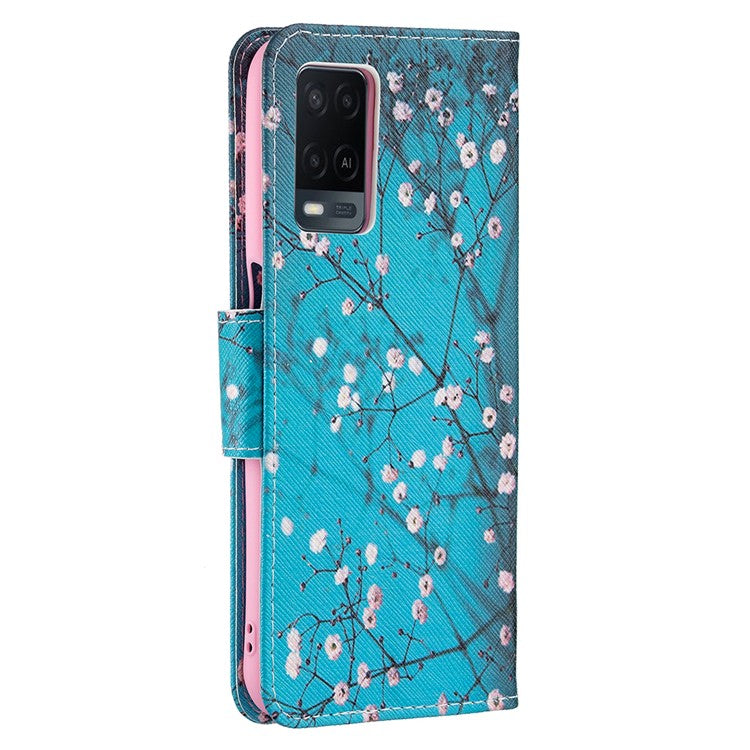 Wallet Design Drop-Resistant Pattern Printing Magnetic Leather Case with Adjustable Stand for Oppo A54 4G / A54s / A16 / A16s / A55 5G - Wintersweet