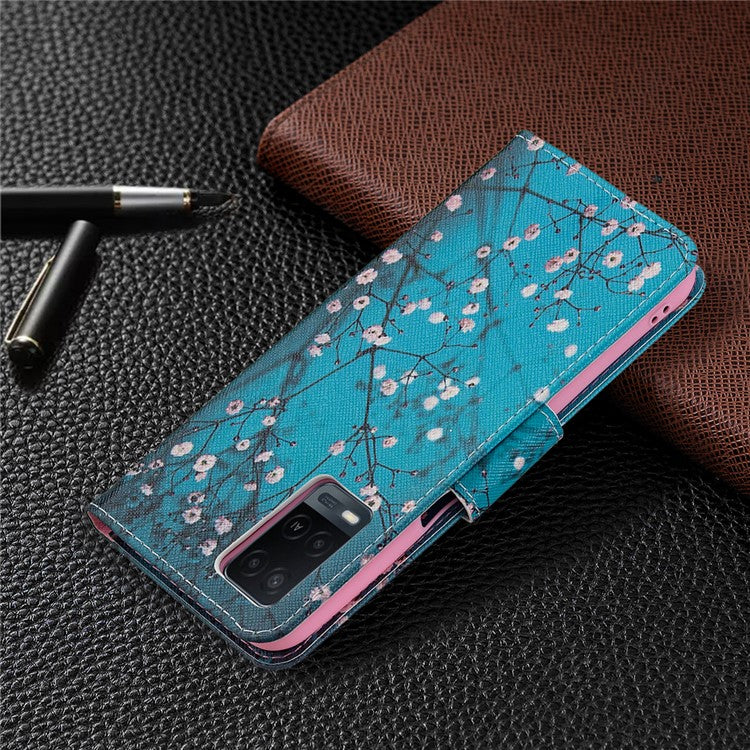 Wallet Design Drop-Resistant Pattern Printing Magnetic Leather Case with Adjustable Stand for Oppo A54 4G / A54s / A16 / A16s / A55 5G - Wintersweet