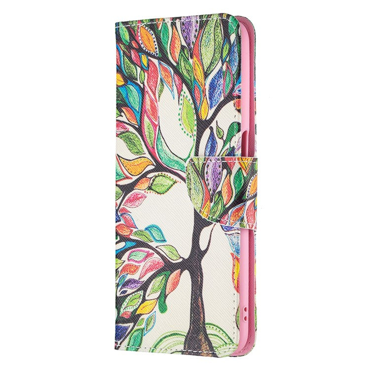 Wallet Design Drop-Resistant Pattern Printing Magnetic Leather Case with Adjustable Stand for Oppo A54 4G / A54s / A16 / A16s / A55 5G - Life Tree