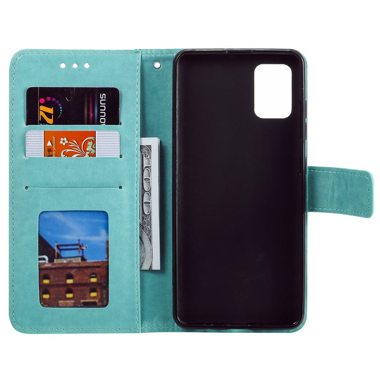 PU Leather Imprinted Mandala Pattern Wallet Stand Case with Strap for Oppo Reno6 Pro 5G (MediaTek) - Green
