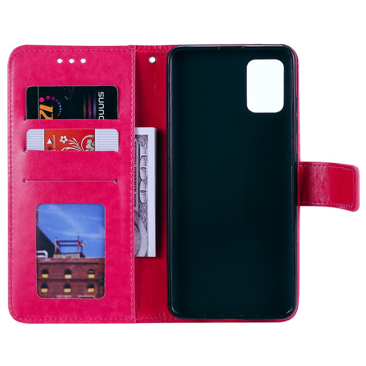 Phone Case Cover PU Leather Imprinted Mandala Pattern Wallet Stand Case for Oppo Reno6 5G - Red