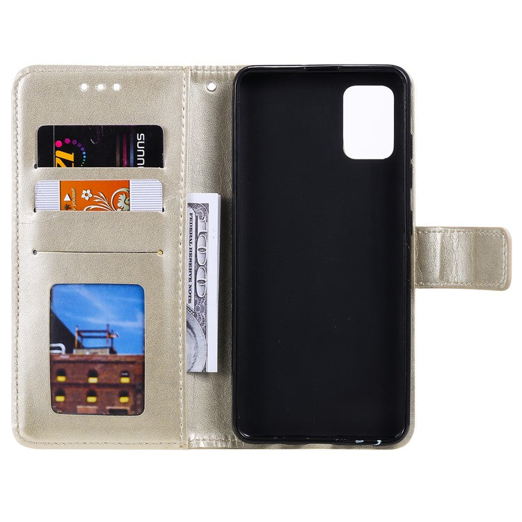 Phone Case Cover PU Leather Imprinted Mandala Pattern Wallet Stand Case for Oppo Reno6 5G - Gold