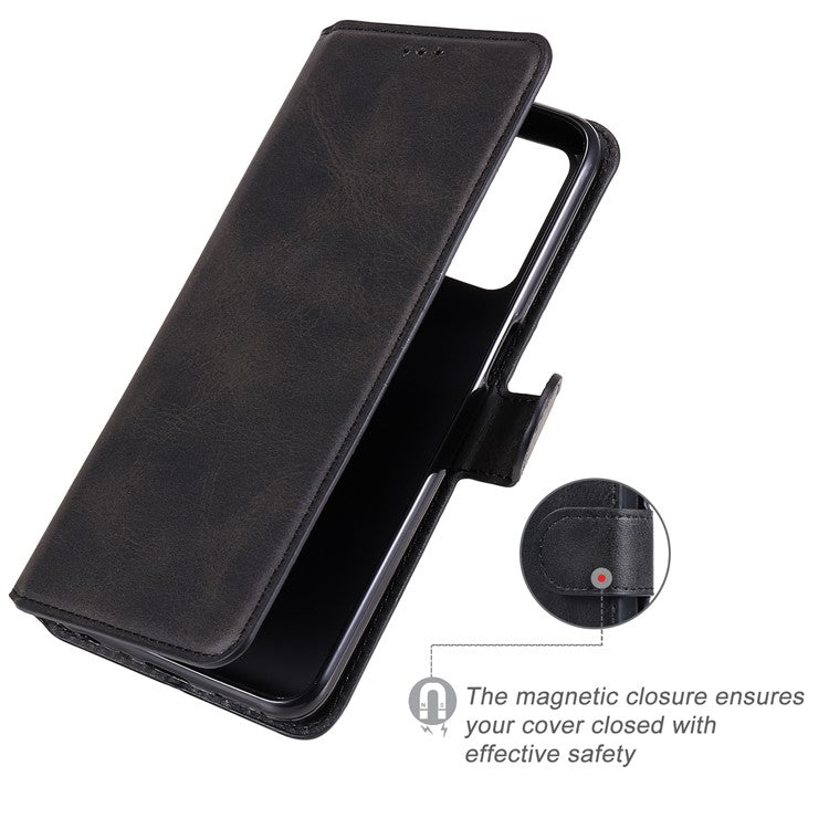 Wallet Stand Design Full Body Protection PU Leather Phone Case Cover for Realme 8 5G/V13 5G/Narzo 30 5G - Black