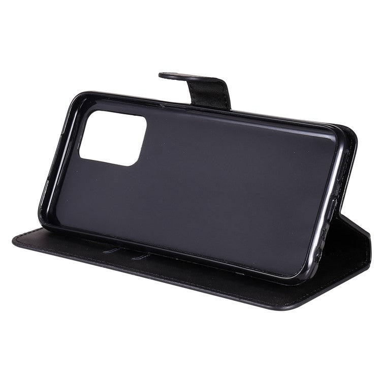 Wallet Stand Design Full Body Protection PU Leather Phone Case Cover for Realme 8 5G/V13 5G/Narzo 30 5G - Black