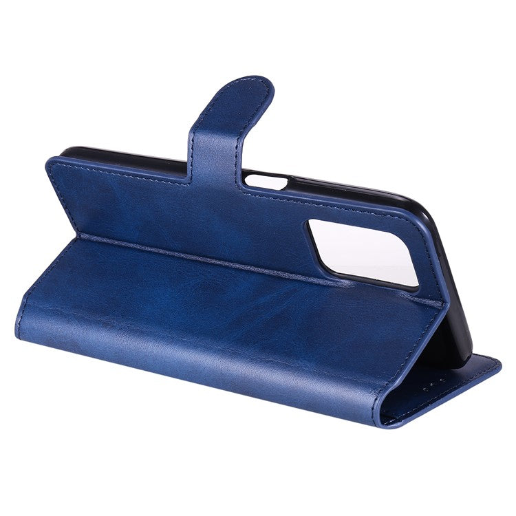 Wallet Stand Design Full Body Protection PU Leather Phone Case Cover for Realme 8 5G/V13 5G/Narzo 30 5G - Blue