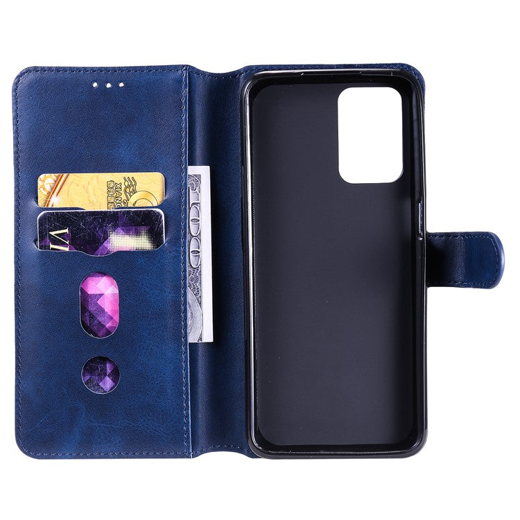 Wallet Stand Design Full Body Protection PU Leather Phone Case Cover for Realme 8 5G/V13 5G/Narzo 30 5G - Blue