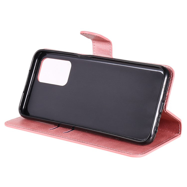 Wallet Stand Design Full Body Protection PU Leather Phone Case Cover for Realme 8 5G/V13 5G/Narzo 30 5G - Rose Gold