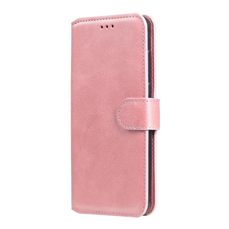 Wallet Stand Design Full Body Protection PU Leather Phone Case Cover for Realme 8 5G/V13 5G/Narzo 30 5G - Rose Gold