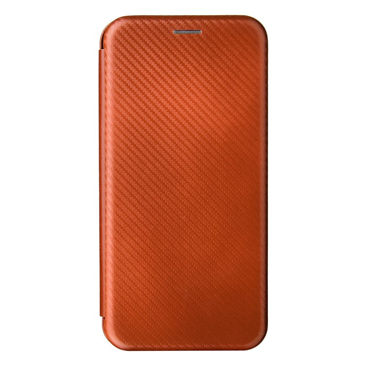 Magnetic Carbon Fiber Texture Design PU Leather Case with Card Slots and Ring Strap for Oppo A16/A16s/A54s - Orange