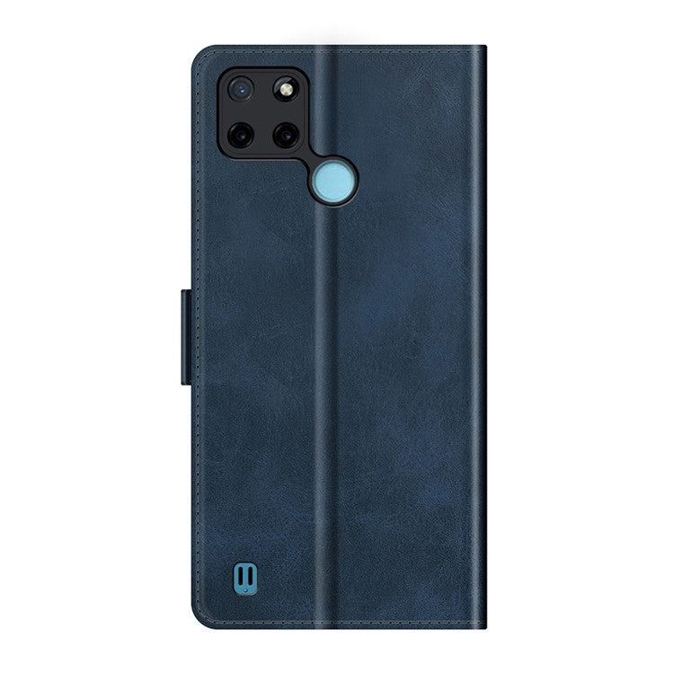 Well-protected Folio Flip Magnetic Clasp Closure Leather Case with Stand for Realme C21Y - Blue