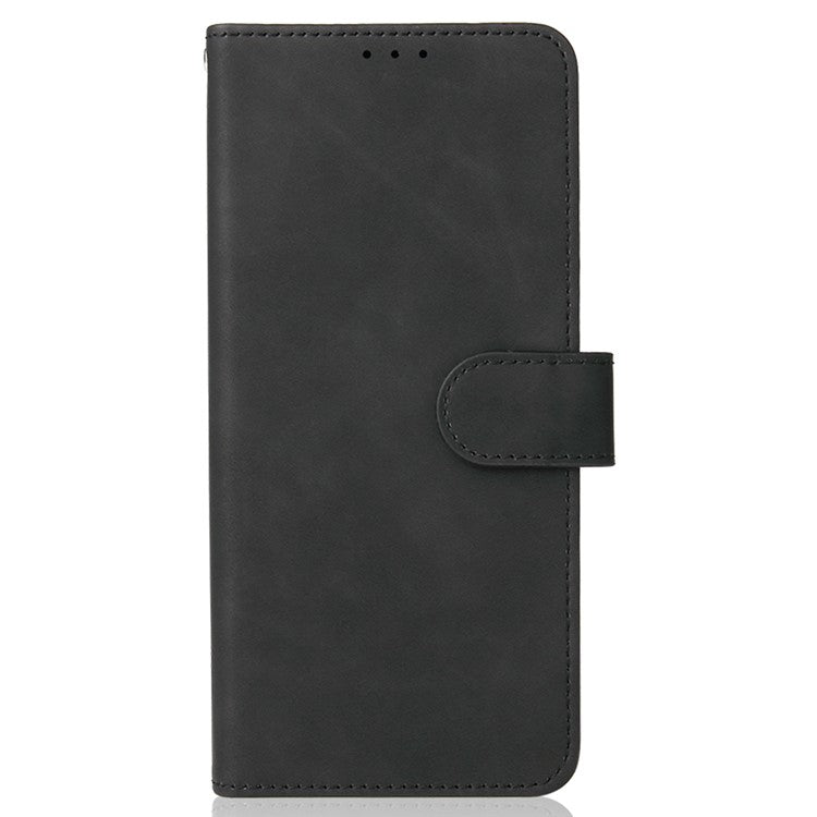 Skin-Touch PU Leather Flip Folio Stand Magnetic Suction Strong Closure Wallet Phone Case for Oppo A16 / A53s 5G / A55 5G - Black