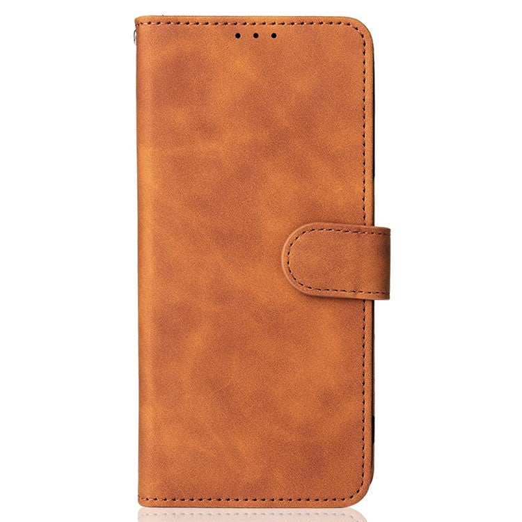 Skin-Touch PU Leather Flip Folio Stand Magnetic Suction Strong Closure Wallet Phone Case for Oppo A16 / A53s 5G / A55 5G - Brown