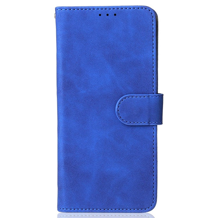 Skin-Touch PU Leather Flip Folio Stand Magnetic Suction Strong Closure Wallet Phone Case for Oppo A16 / A53s 5G / A55 5G - Blue
