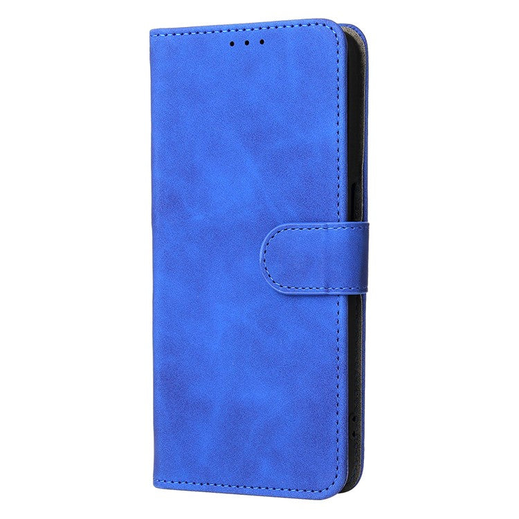 Skin-Touch PU Leather Flip Folio Stand Magnetic Suction Strong Closure Wallet Phone Case for Oppo A16 / A53s 5G / A55 5G - Blue