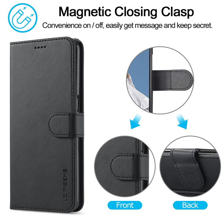 LC.IMEEKE Wallet Design Leather Phone Stand Case Protector for Oppo A16/A16s/A54s - Black