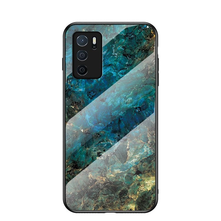Marble Stylish Design Tempered Glass Anti-Scratch Shockproof Cover for Oppo A16/A16s/A54s - Emerald Marble