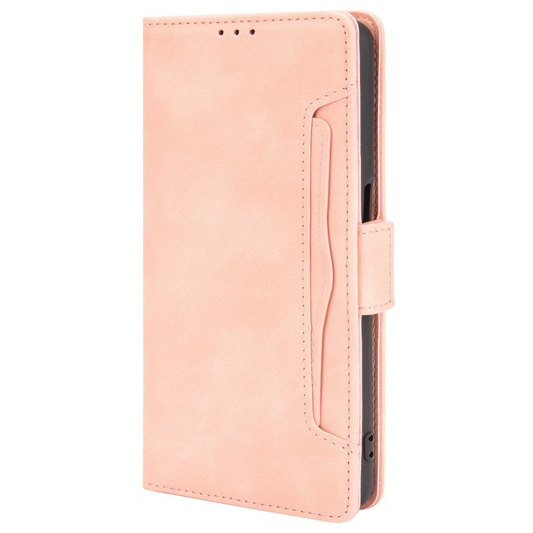 Wallet Design Phone Cover Stand Case with Multiple Card Slots for Oppo A16/A16s/A54s - Pink