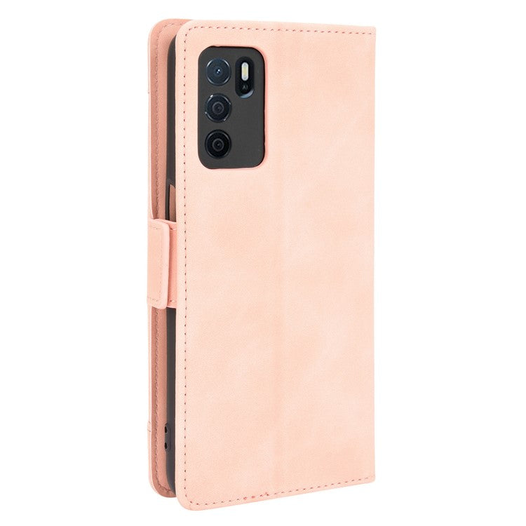 Wallet Design Phone Cover Stand Case with Multiple Card Slots for Oppo A16/A16s/A54s - Pink