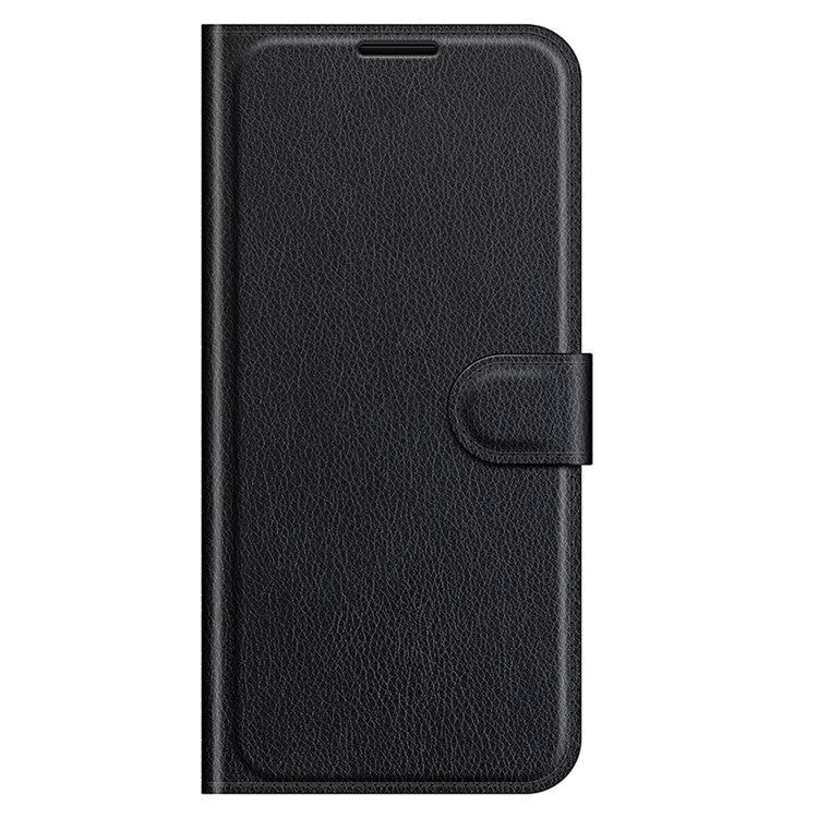 Stand Feature Flip Folio Litchi Skin PU Leather Wallet Case Protective Cover with Magnetic Closure for Realme GT Explorer Master - Black
