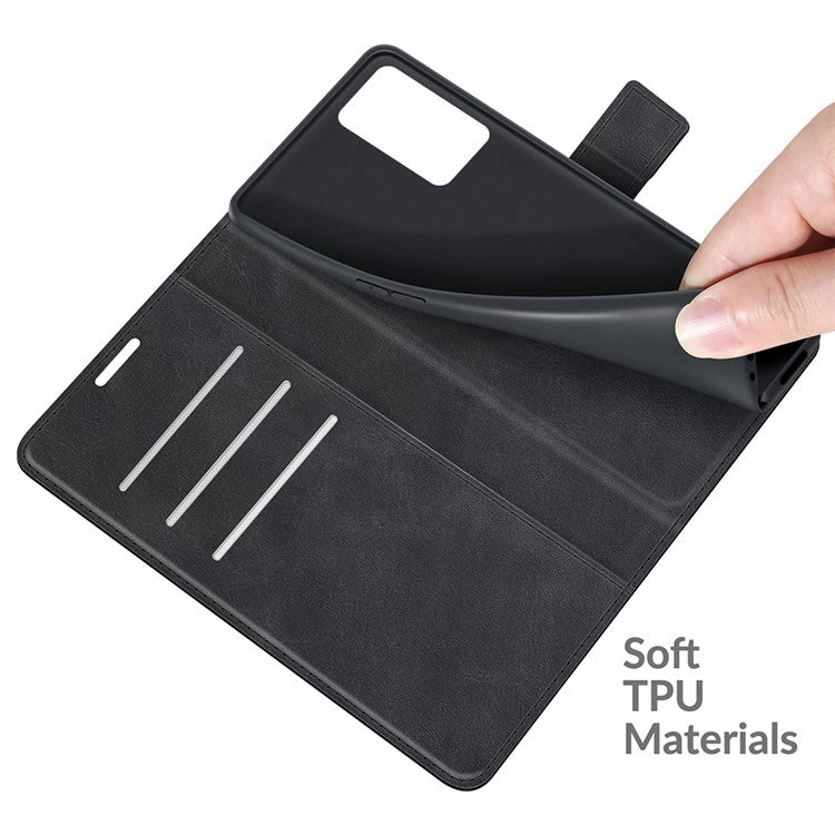 Shockproof Stand PU Leather Wallet Flip Protective Cover with Magnetic Closure for Oppo A16/A16s/A54s - Black