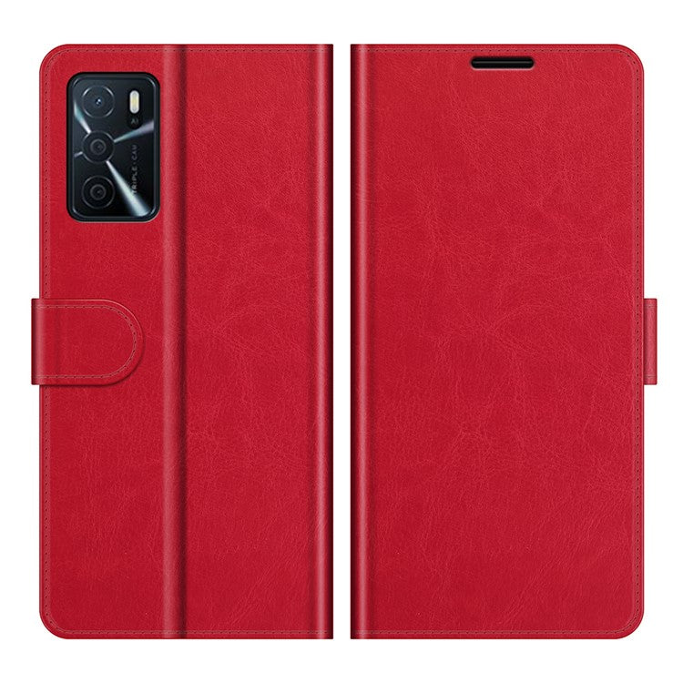 PU Leather Crazy Horse Texture Stand Wallet Design Magnetic Closure Phone Cover for Oppo A16/A16s/A54s - Red