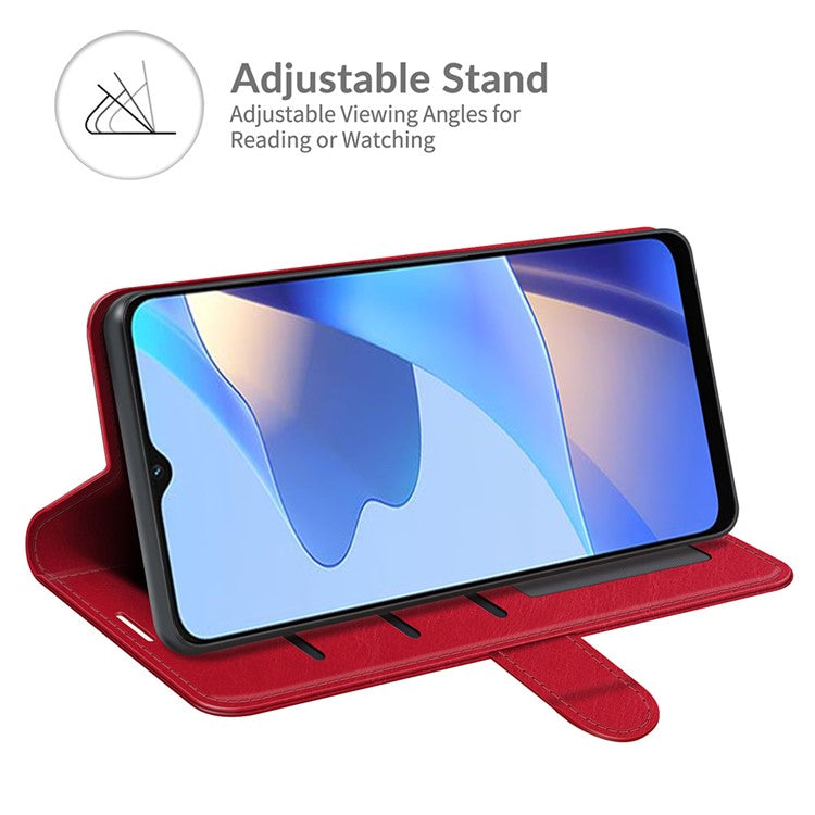PU Leather Crazy Horse Texture Stand Wallet Design Magnetic Closure Phone Cover for Oppo A16/A16s/A54s - Red