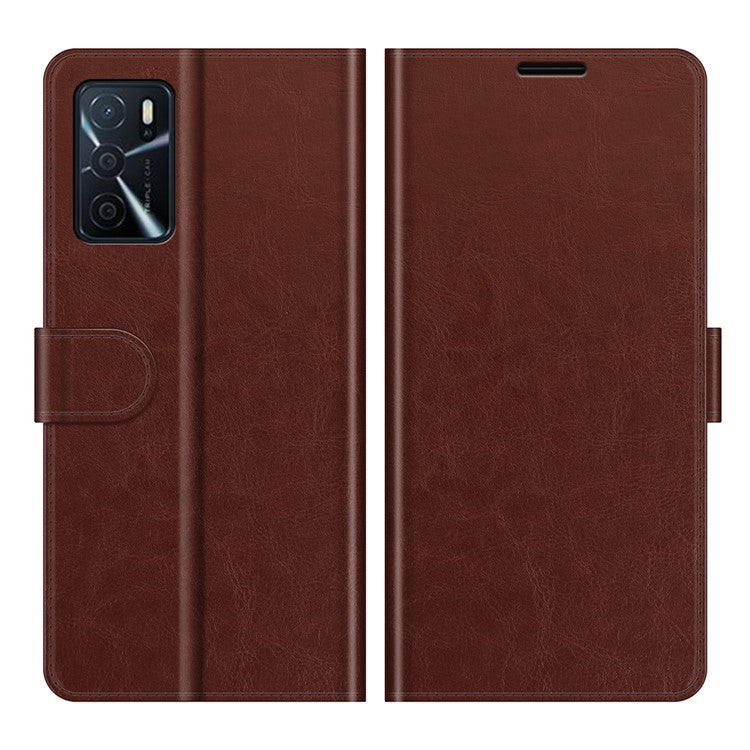 PU Leather Crazy Horse Texture Stand Wallet Design Magnetic Closure Phone Cover for Oppo A16/A16s/A54s - Brown