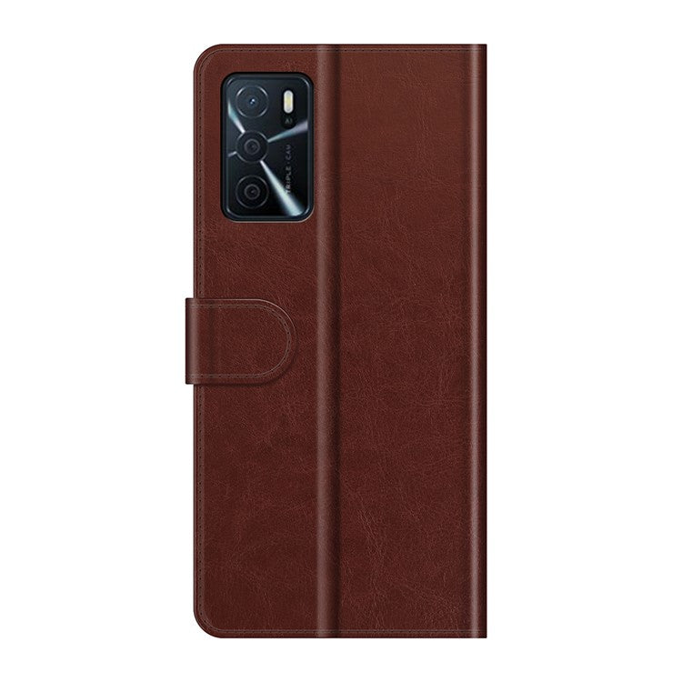 PU Leather Crazy Horse Texture Stand Wallet Design Magnetic Closure Phone Cover for Oppo A16/A16s/A54s - Brown