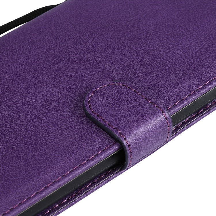 KT Leather Series-2 Wallet Design Anti-Scratch Leather Stand Phone Casing with Handy Strap for Oppo A94 5G/F19 Pro+ 5G/A95 5G/Reno5 Z 5G - Purple