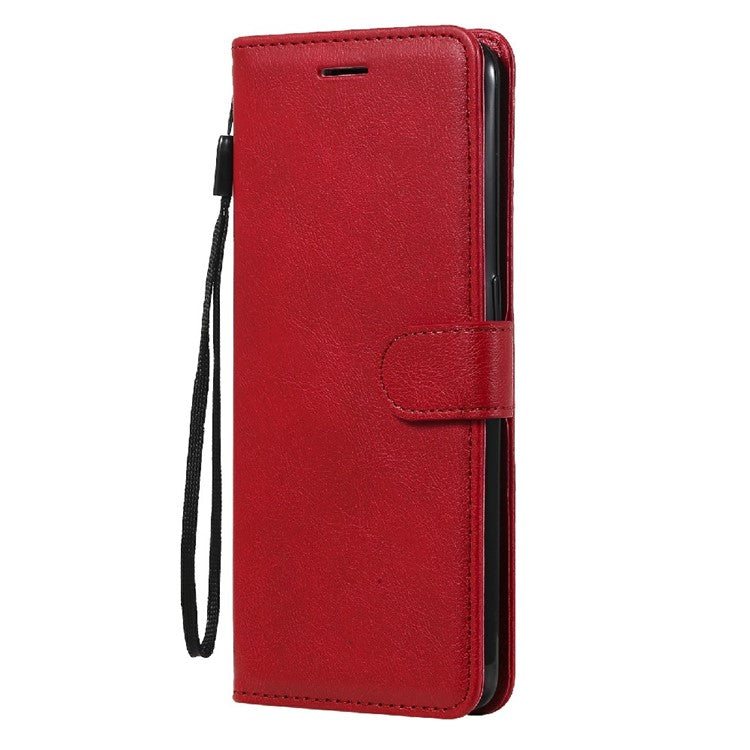 KT Leather Series-2 Wallet Design Anti-Scratch Leather Stand Phone Casing with Handy Strap for Oppo A94 5G/F19 Pro+ 5G/A95 5G/Reno5 Z 5G - Red