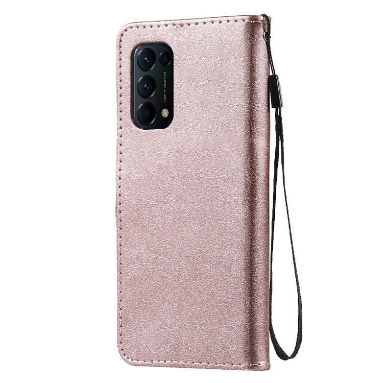 Shock-Absorbed KT Leather Series-2 Wallet Design Leather Stand Phone Casing with Handy Strap for Oppo Reno5 4G/Reno5 5G/Reno5 K/Find X3 Lite - Rose Gold