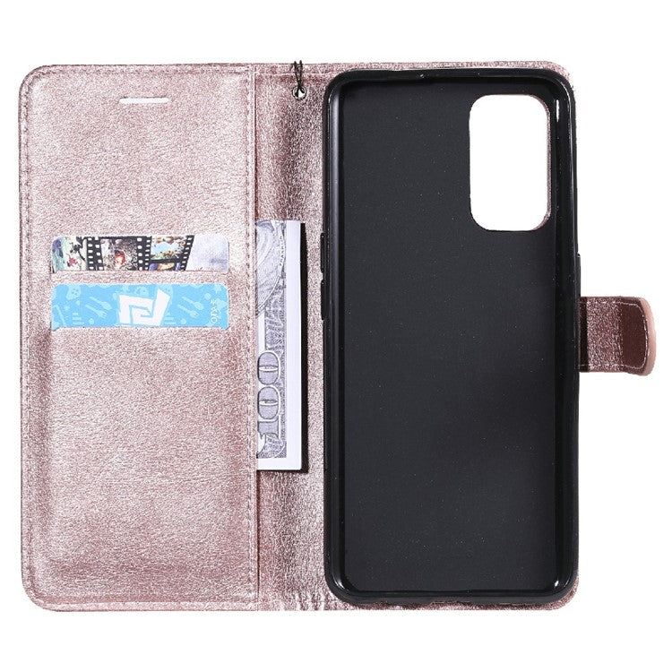 Shock-Absorbed KT Leather Series-2 Wallet Design Leather Stand Phone Casing with Handy Strap for Oppo Reno5 4G/Reno5 5G/Reno5 K/Find X3 Lite - Rose Gold