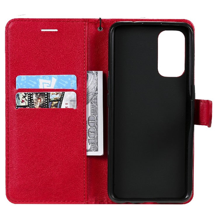 Shock-Absorbed KT Leather Series-2 Wallet Design Leather Stand Phone Casing with Handy Strap for Oppo Reno5 4G/Reno5 5G/Reno5 K/Find X3 Lite - Red