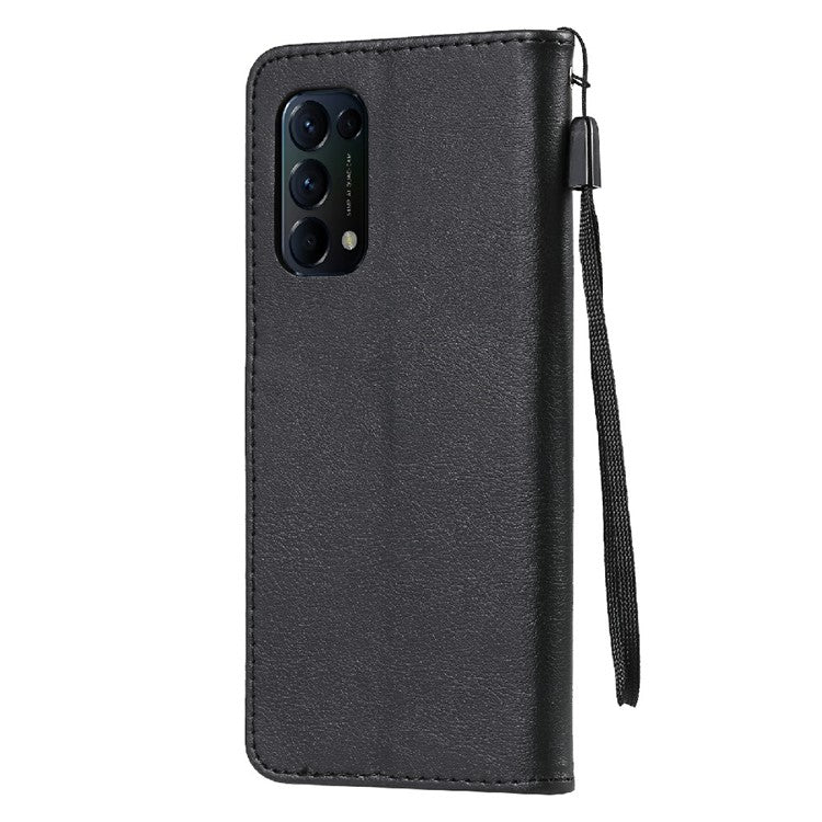 Shock-Absorbed KT Leather Series-2 Wallet Design Leather Stand Phone Casing with Handy Strap for Oppo Reno5 4G/Reno5 5G/Reno5 K/Find X3 Lite - Black
