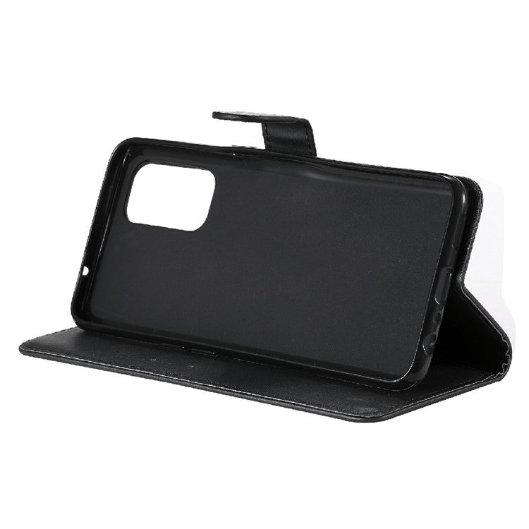 Shock-Absorbed KT Leather Series-2 Wallet Design Leather Stand Phone Casing with Handy Strap for Oppo Reno5 4G/Reno5 5G/Reno5 K/Find X3 Lite - Black